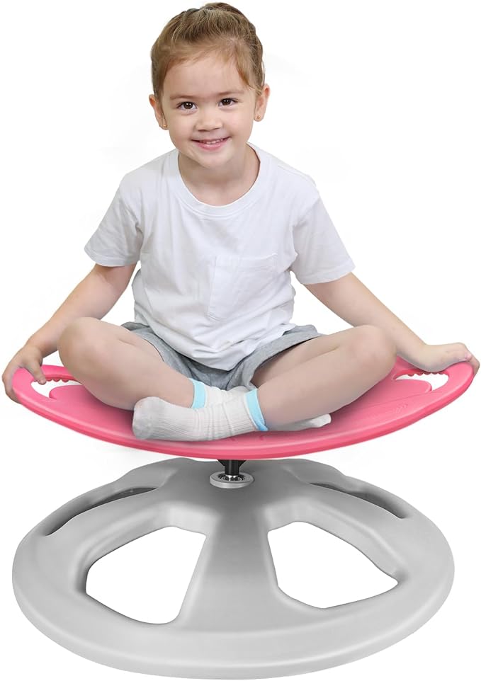 Zhenx Spinning Chair for Autistic Kids with Handles - Autism Sensory Toy | 220LBS Capacity Sensory Swivel Seat for ADHD Kids, Autism Sensory Products, Calming Gift Improve Focus & Body Balanc (Pink)