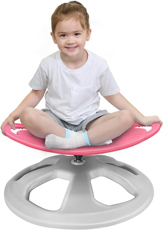 Zhenx Spinning Chair for Autistic Kids with Handles - Autism Sensory Toy | 220LBS Capacity Sensory Swivel Seat for ADHD Kids, Autism Sensory Products, Calming Gift Improve Focus & Body Balanc (Pink)