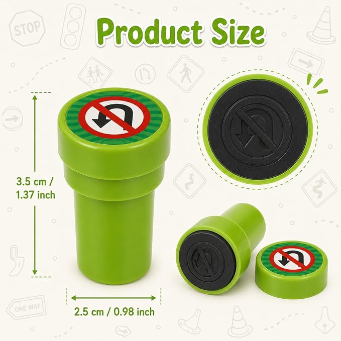Cinrobiye 24 Pcs Traffic Sign Stampers Party Favor Set, Cute Road Safety Stamps for Kids Birthday Party, Classroom Rewards, Learning Activities, Goody Bag Fillers, Educational Party Supplies