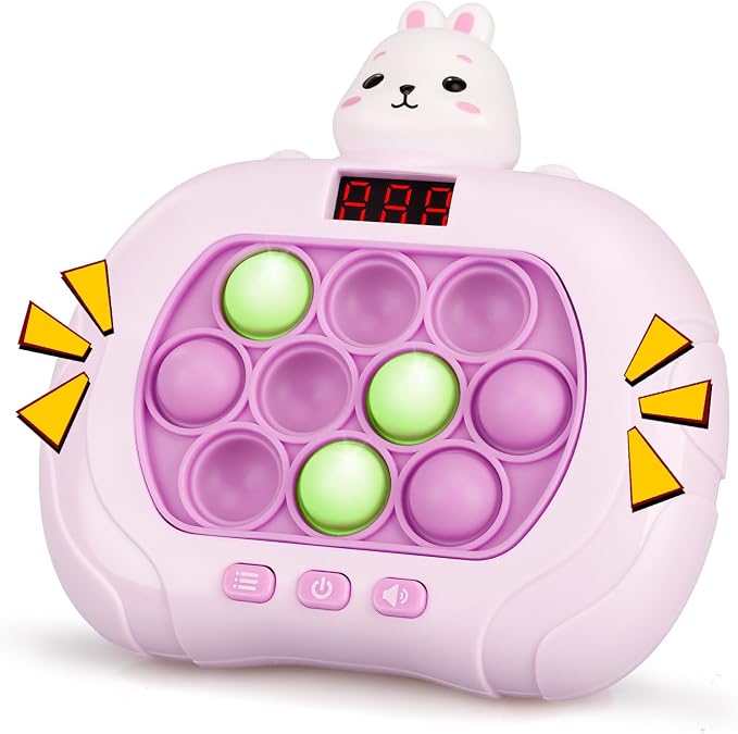 GAPER GO Fast Push Pop Game - Light Up Fidget Toy for Kids, Handheld Sensory Puzzle Game, Christmas Birthday Gifts for 3-12 Year Old Boys & Girls (Rabbit)