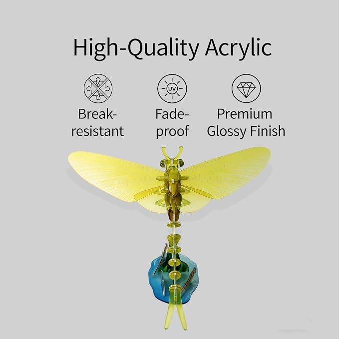 3D Acrylic Insect Puzzle DIY Bug Model Kit Animal STEM Gift | Building Kits Crafts Figurine Sculpture Nature Decoration Educational Display Toys for Kids Teens and Adults (Mayfly)
