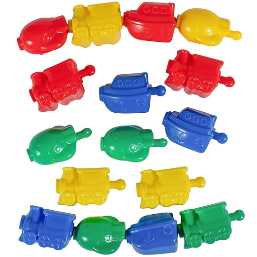 edxeducation Transportation Linking Blocks, Set of 36, Ages 2+ | Connecting Blocks for Toddlers, Early Construction, Sorting and Fine Motor Skills