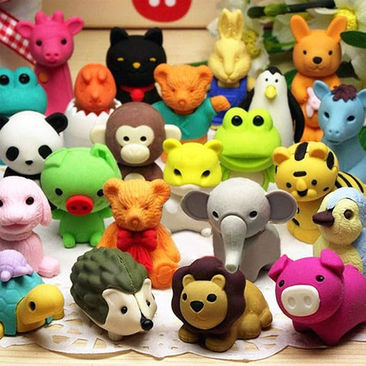 URSKYTOUS 46Pcs Animal Erasers Desk Pets for Kids Animal Pencil Erasers Bulk Puzzle Eraser Toys Gifts for Classroom Prizes,Game Reward,Treasure Box,Easter Egg Fillers,Goodie Bag Stuffers,Party Favors