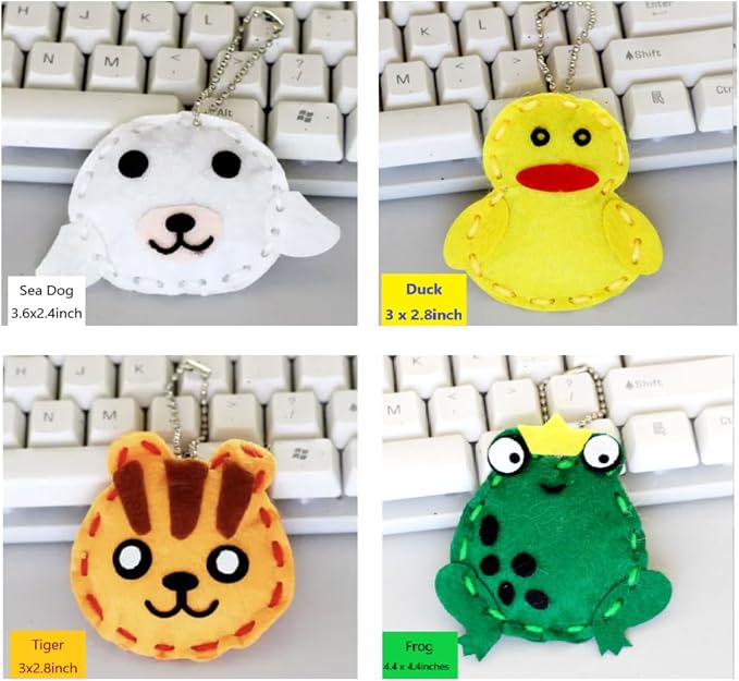 Kids DIY- First Sewing Kit for Kids, Learn to Sew DIY Craft Kits, Lovely Animals Style- Frog, Owl, Fox, Cat, Rabbit, Dog, Duck, Elk, Sheep, Sloth, Panda and Tiger, Ages 12+(12PCS)