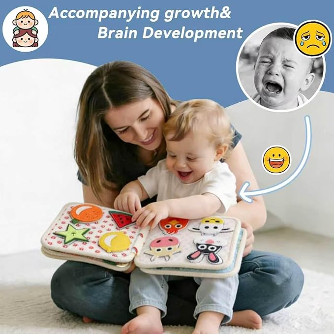 GOODMOM Bee Sensory Busy Book for Toddlers1-3 – Quiet Book with Fun Mirror, 10 Pages Interactive Activities, Educational Travel Toy, Gifts for Boys & Girls