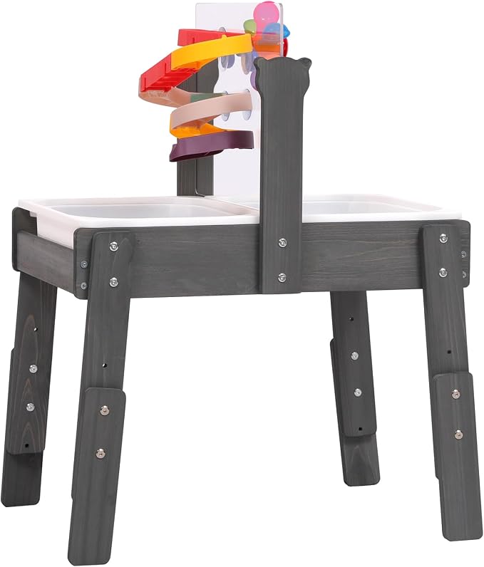 PHOKID Sand and Water Table for Toddlers,Wooden Sensory Play Activity Table,2 Sensory Bins, Acrylic Board & Water Track Toys,Montessori Kids Tables Learning Toy for Age 3+,Dark Blue
