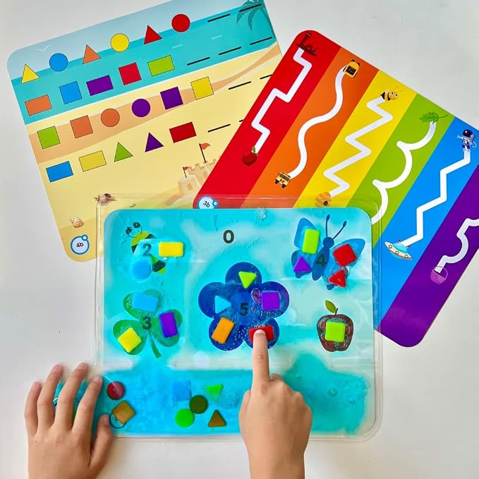 hand2mind Colors & Shapes Sensory Pad, 16 Activities, 24 Shapes, Ages 3+ | Occupational Therapy Toys, Fine Motor Toys, Toddler Sensory Toys, Calming Toys for Kids, Calm Down Corner Supplies