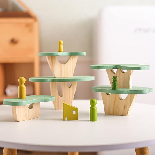 WOODEN TEETHER Wooden Tree Toy Pack of 15 Wood Forest Sensory Toys for Boys and Girls Educational Montessori Toys for Preschool Kids