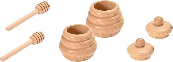 2pcs Wooden Beehive Toys with lid and Honey Stick | Sorting Stacking Toys for Toddlers Montessori Wooden Toy for Toddlers, Sensory Bin Toys for 3 4 5 Years Old