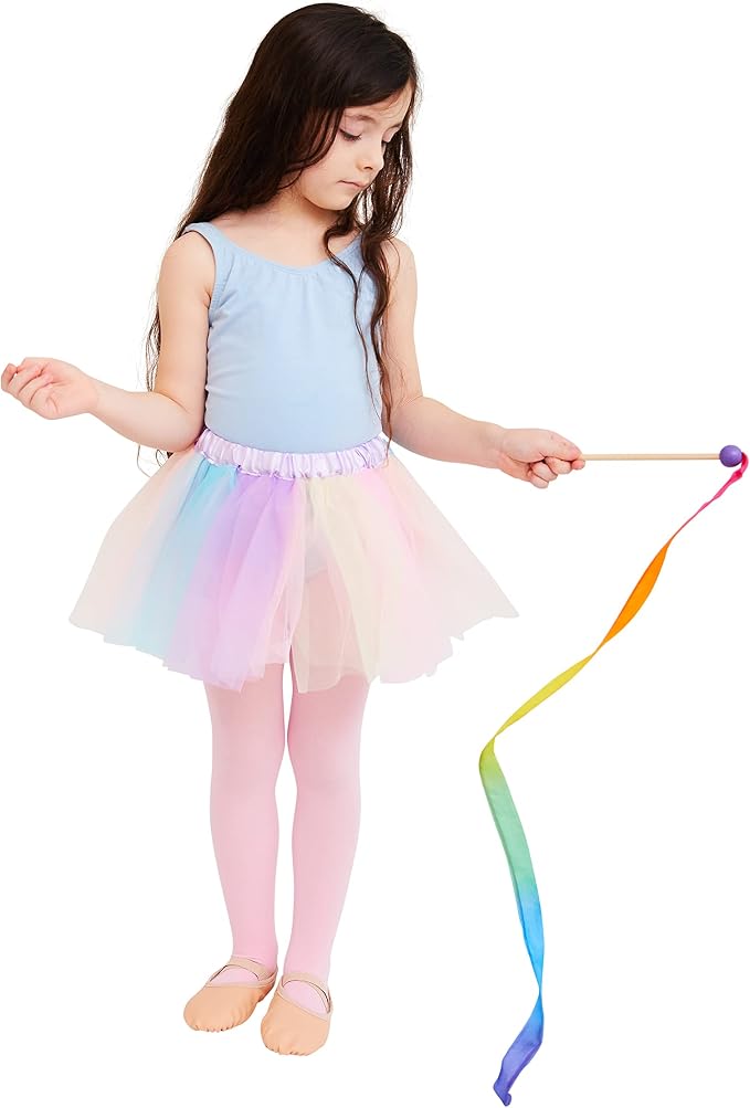 Sarah's Silks Mini Rainbow Streamer - Long Ribbon Wand for Kids, Pretend Play, Dance, Baton Stick Twirling, and Gymnastics Party Favors | 100% Silk and Wood Montessori and Waldorf Toys (2)