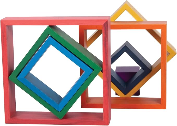 tickit Wooden Rainbow Architect Squares, Nesting Puzzle | Stacking Blocks for Ages 1+
