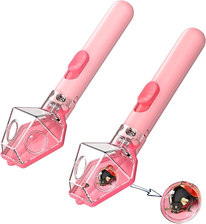 Bug Catcher for Kids, Insect Trap Kit with 6X Magnifier Glass - STEM Educational Exploration Tool for Indoor and Outdoor,Christmas Birthday Gifts Toys for Adults, Boys, and Girls (Pink 2PCS)