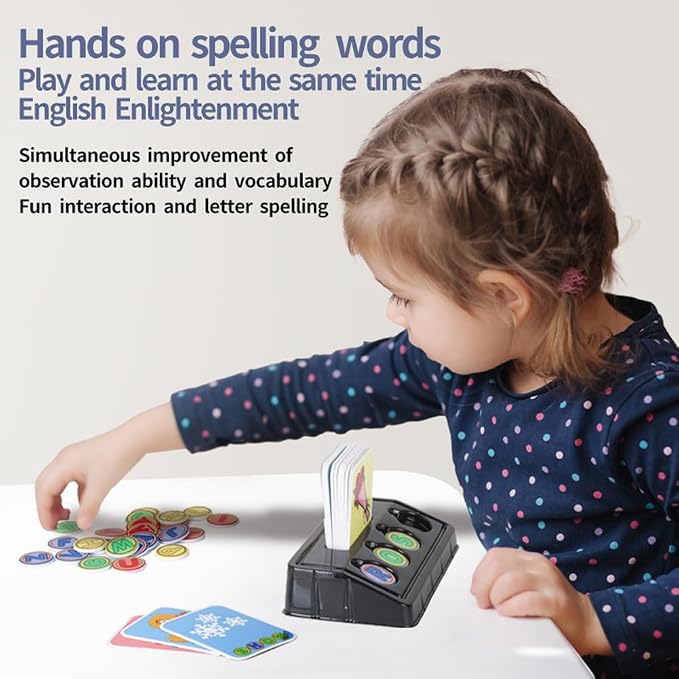 Matching Letter Game for Preschooler Age 3+ - Self-Correcting Word Puzzles Boost Spelling, Reading, Alphabet & Word Recognition - Early Education Toy Includes 30 Flash Cards & 26 Letters
