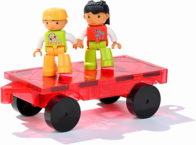MAGBLOCK 1-Piece Car and 2-Piece Magnetic Figures People Set | Suitable for Magnetic Blocks Tiles, Expand and Enrich Your Magnet Tiles, STEM Educational Toys