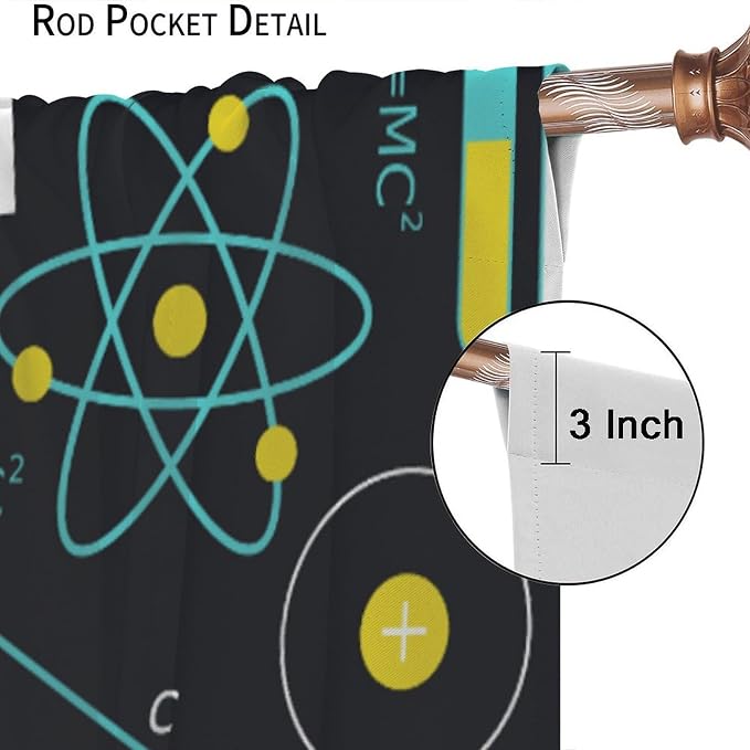 Science Bedroom Curtains, Chemistry Science Pharmacy Research Blackout Rod Pocket Window Drapes for Childs Girls Boys Bedroom Living Room Home Set 2 Panels,84x84 Inches