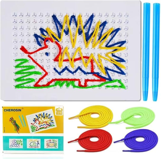 CHEROSIN Fine Motor Threading Boards for Kids - Pencil Grasp Fine Motor Toys Sensory Learning Boards for Preschooler, Calm Down Activity Therapy Toys Gifts for 3 4 5 6 Year Old Kids Boys Girls