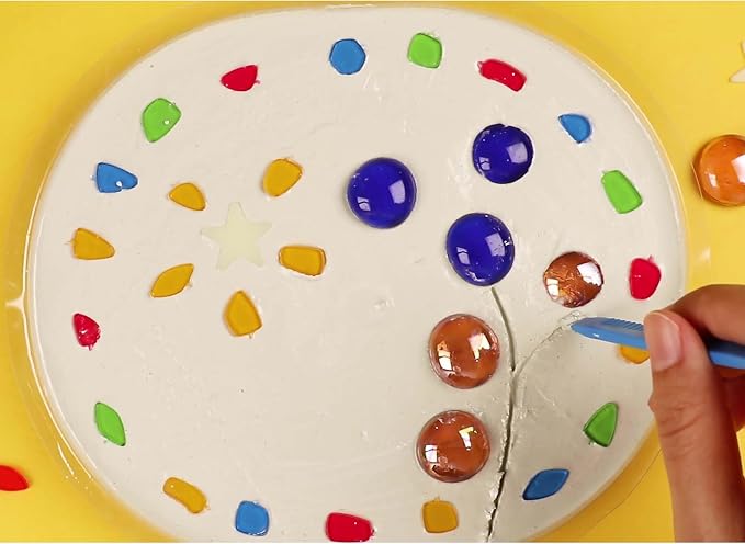 4M Make Your Garden: Stepping Stone - DIY Ceramic Yard Decor Art & Craft | Create a 7.5-inch sparkling garden stone with beads, glitter, and stones. Perfect creative keepsake for kids ages 8 and up