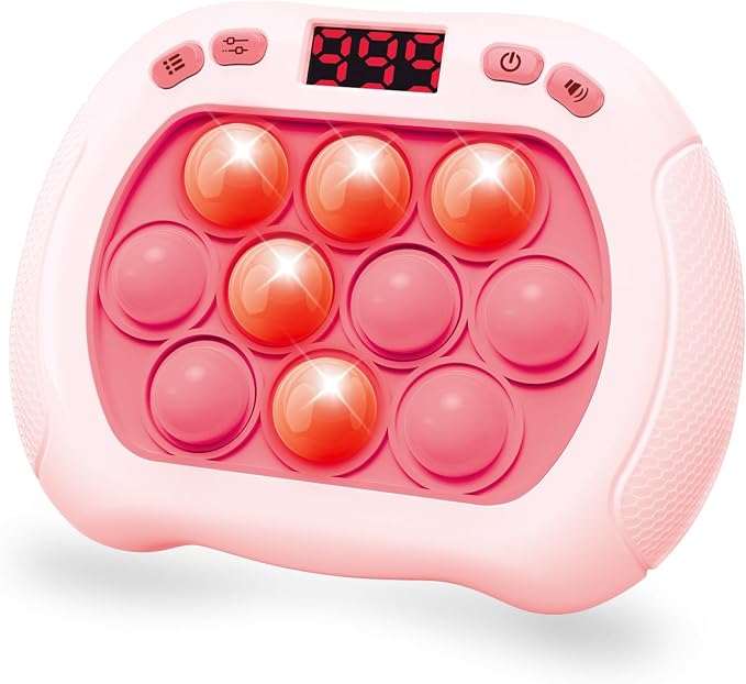 Intoypad Quick Push Pop Game Light Up Fidget Toy for Kids Pink | 6 Modes LED Screen Quick Push Pop Game Controller Electric Fidget Popper Game Bubble Game Birthday Gifts Toys for Kids Boys