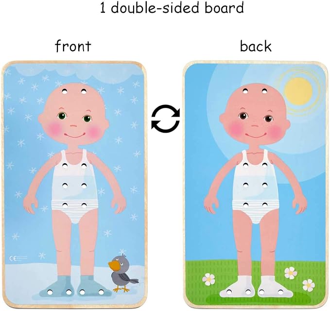 HABA Dress Me Lacing Cards Game - Montessori Fine Motor Skills Toy for Preschool Learning Activities and Kindergarten Toys with 36 Wooden Pieces