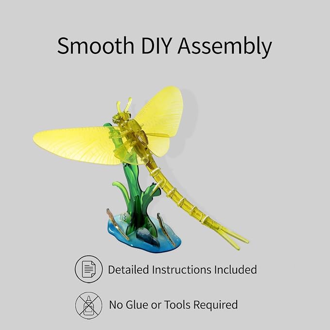3D Acrylic Insect Puzzle DIY Bug Model Kit Animal STEM Gift | Building Kits Crafts Figurine Sculpture Nature Decoration Educational Display Toys for Kids Teens and Adults (Mayfly)