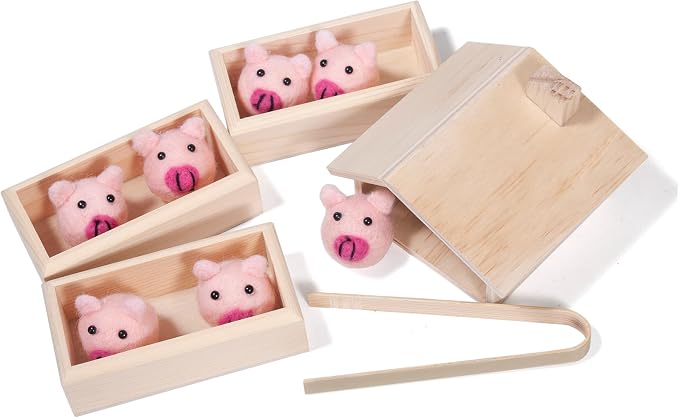 Sorting Stacking Wooden Toys for Toddlers, Montessori Pig Toy | Toddler Sensory Bin Tool Toys, Wood Farm Toy House Fine Motor Skill Early Learning Preschool Educational Gift for Kids
