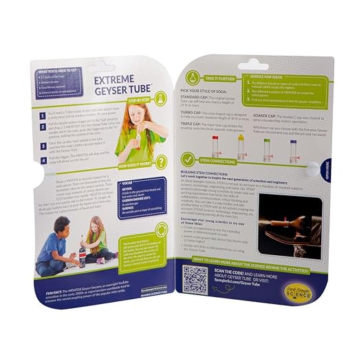 Steve Spangler Science Extreme Geyser Tube, Science Kit for Kids | Soda Lab Experiment, Includes Tube, Candy & Unique Spray Caps, Chemistry Magic, Classroom STEM Project, Stocking Stuffer