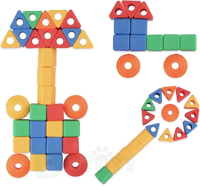 BMTOYS Lacing Beads for Kids - 70pcs Threading Beads Occupational Therapy Toys for Kids Fine Motor Skills Developmental Activity OT Toys