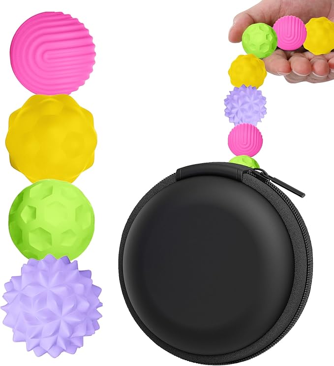BUSOHA Silicone Magnetic Fidget Balls - 4 Pack Fidget Toys for Adult | Four Unique Textures Sensory Support,Quiet and Silent Stress Relief,Lightweight,Office,Travel,Autism,Anxiety,ADHD