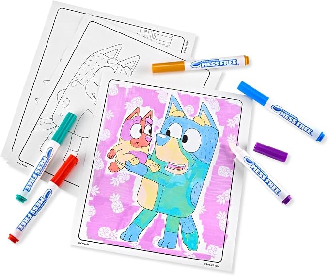 Crayola Bluey Color Wonder Coloring Set, 18 Mess Free Toddler Coloring Pages & 5 Markers, Bluey Activity Set for Kids, Gift for Toddlers, Ages 3+