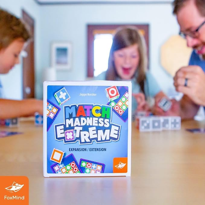 FoxMind Games: Expansion Pack -Match Madness Extreme Used with Original Match Madness Pattern Matching Puzzle Game, 60 New Challenge Cards, Fast-Paced up to 4 Players, Ages 7 and up