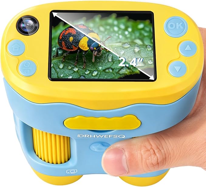 Handheld Digital Microscope for Kids, STEM Science Kits Ages 4-12 | 32G Card & Selfie Camera, 2.4" Screen 1000X Rechargeable Pocket Microscope, Edu Summer Birthday Gifts Toys for Boys & Girls