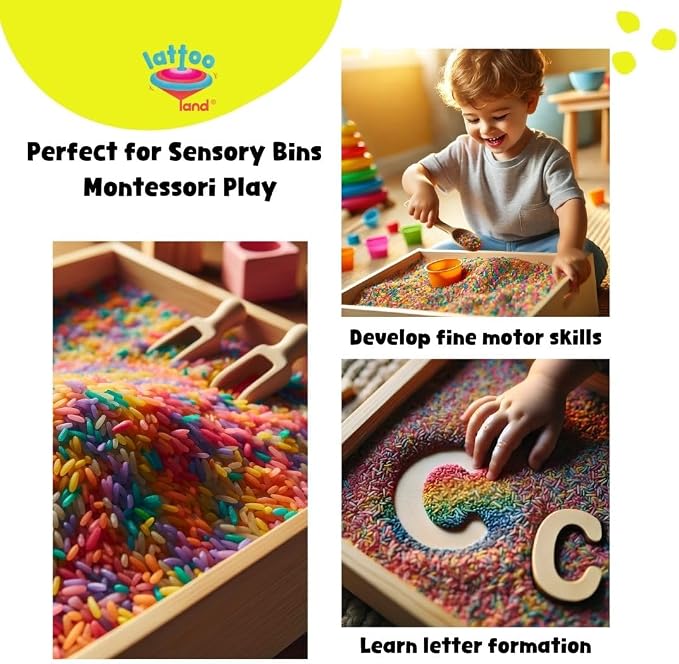 Rainbow Rice Sensory Bin Filler for Sensory Play 2 LB (4 Cups) | Taste-Safe | Non-Toxic | Calming | Colored Rice for Sensory Tables | DIY Montessori Activities for Kids | Educational Play