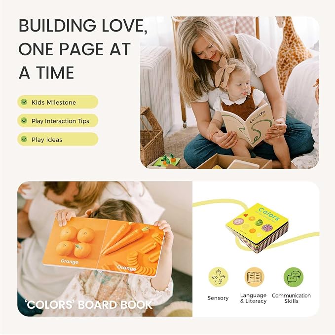 Tiny Land Montessori Baby Toy Set 13-15 Months 7 in 1 Explorer Play Kit | Baby drum, carrot harvesting, coin boxes, stacking plate, color matching, size puzzle, color board book, fine motor play gift
