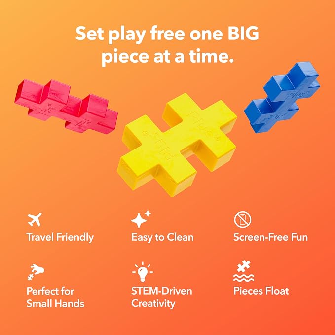 PLUS PLUS Big 100 Piece Rainbow Mix - Large Building Blocks for Toddlers | Quiet Stem Toys for Toddlers, Prek Classroom Essentials, Stem Bins for Classroom, Sensory Bins, Gifts for Girls & Boys