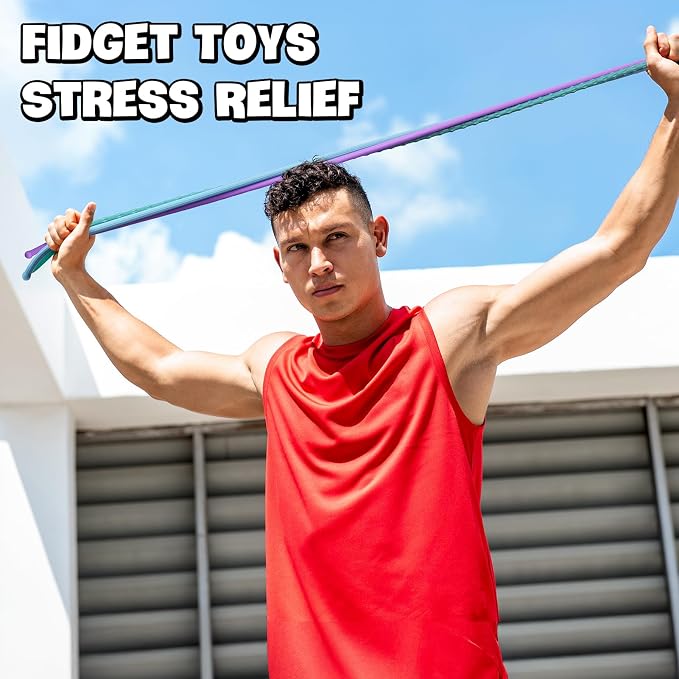 Fidget Sensory Autism Toys Kids - Textured Stretchy Strings for Adults ADHD Children Stress, Flexible & Durable Quiet Fidgets for Classroom Office,Travel Toys, Gifts for Boys Girls Teens