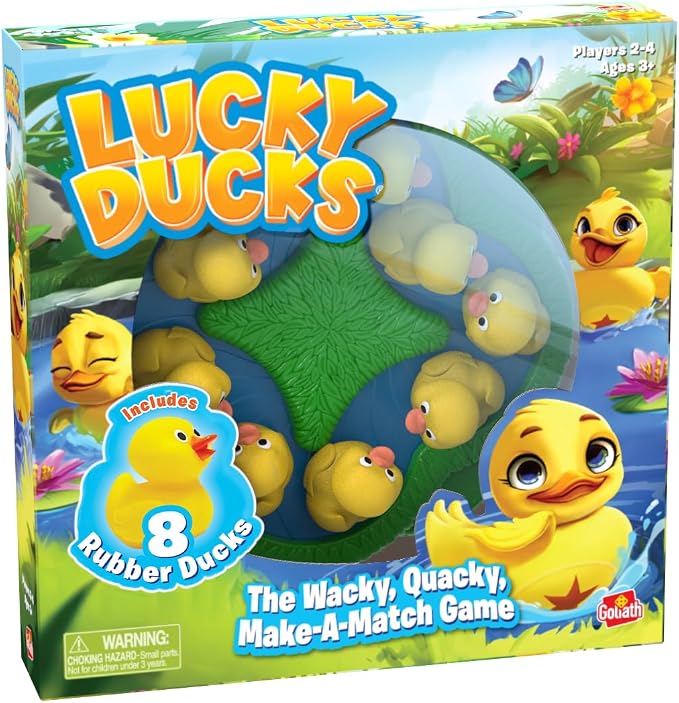 Goliath Lucky Ducks Game | Includes 8 Rubber Ducks | Develops Memory Matching Skills for Preschoolers | 2-4 Players, Ages 3+