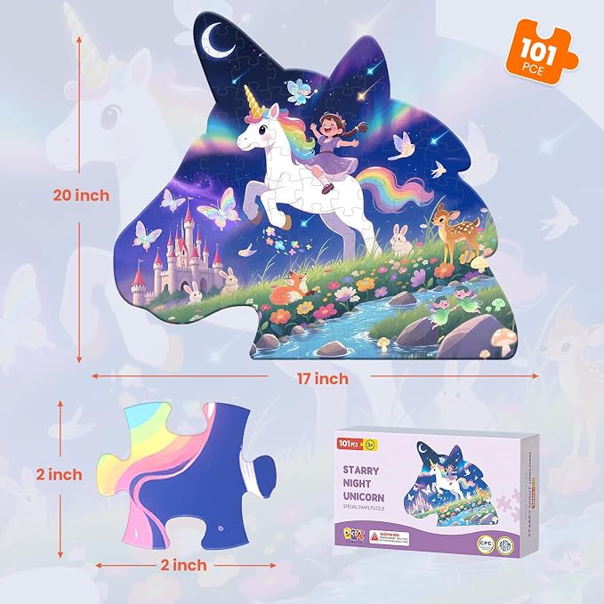 100 Piece Puzzles for Kids Ages 4-6 6-8, Educational Puzzles for Boys Girls | Unicorn Animal Jigsaw Puzzles for Kids, Floor Puzzles for Preschool Learning, 17"×20" Puzzles Toys For Child Birthday Gifts