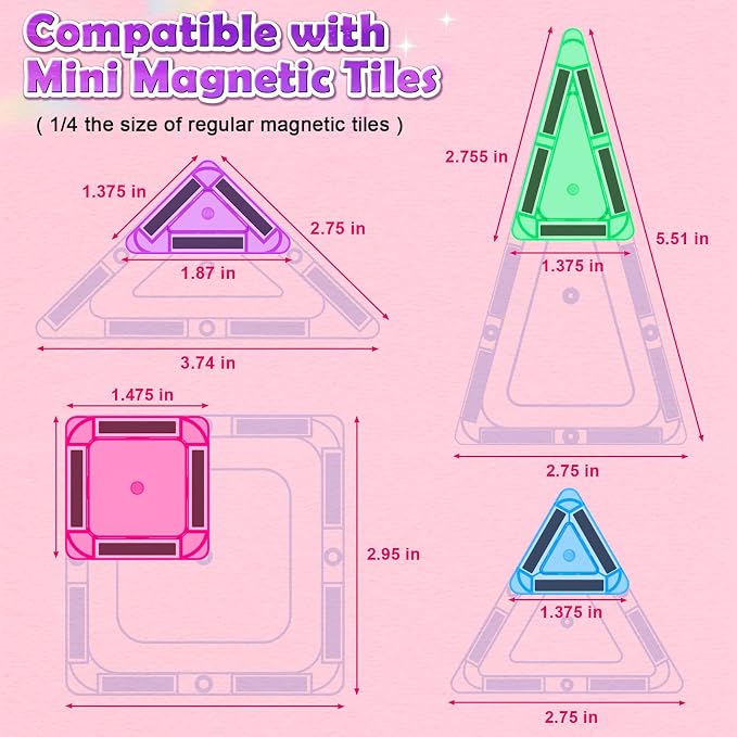 Mini Magnetic Tiles Travel Toys, 40PCS Magnetic Blocks Building Kids Toy | Montessori Preschool Classroom Must Haves, STEM Sensory Outdoor Toys for Toddlers 3+ Year Old Girls Boys, Travel Essential