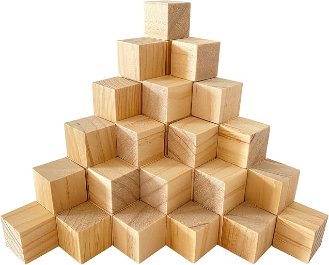 MUXGOA Unfinished Wooden Cubes,Pack of 50 Wood Blocks for Crafting,1 Inch Wood Square Blocks for Crafts Making & DIY Projects & Decor