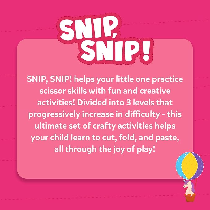 Skillmatics Snip Snip Unicorns & Princesses, Scissor Skills, Felt Craft Kit | Cutting Activity, Safety Scissors, Fine Motor Skills for Preschool, Screen-Free, Learning Toy, Girls & Boys Ages 3, 4, 5, 6