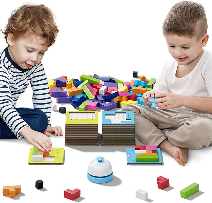 Wooden Block Stacking Games 120Pcs, 1-6 Players, Ages 4+ | 4 More Ways Play Fast-Paced Building Block Game for Party Game Night, Classroom Challenging Board Games for kids