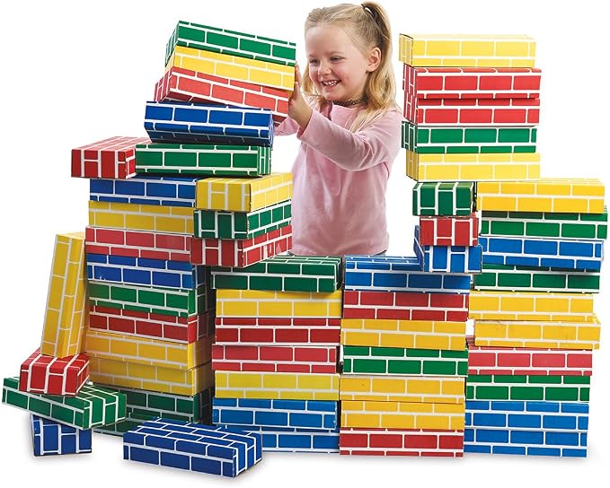 Lillian Vernon Primary Building Bricks | Set of 24 Kids Cardboard Blocks , Each 9" x 4" x 2"