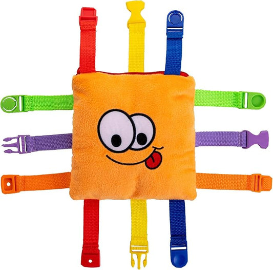 Buckle Toys, Bizzy Square, Learning Activity, Easy Travel Toy for Toddlers | Develop Motor Skills and Problem Solving, Travel Toy Perfect Car Travel Accessories for Long Trips