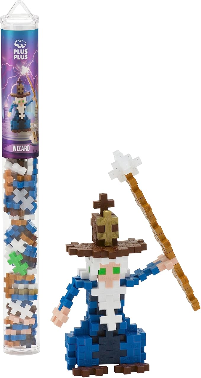 PLUS PLUS Wizard Tube - 3D Figure Building Block Set | Mini Interlocking Waffle Blocks, Fun Stem Toys, Christmas Stocking Stuffers for Kids, Gifts for Boys & Girls