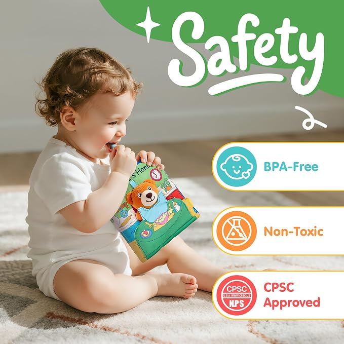 hahaland 3D Book for 0-12 Months Soft Cloth Interactive Activity Baby Book | Sensory Montessori Toys for 1 Year Old Educational Travel Toy Gifts for 6 9 Months Toddler Baby Girls Boys