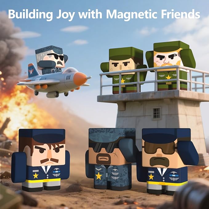 GobiDex 6PCS Magnetic Army Men, Compatible with Magnetic Building Blocks | Rotatable Magnet People Figures, Military Toys for Kids Ages 3+, Birthday Gifts for Boys & Girls