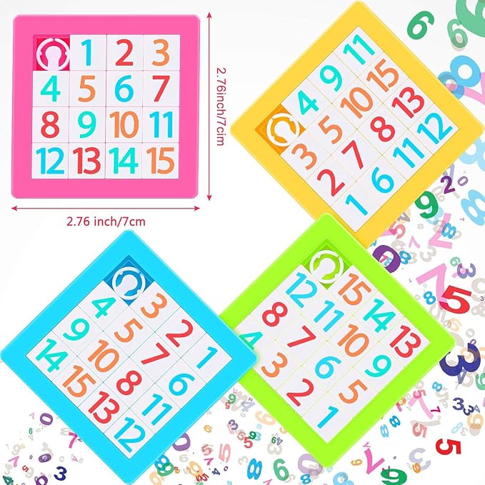 Sumind 24 Pieces Slide Puzzle for Kid 15 Number Puzzle Slide Game Logic Toy | Colorful Plastic IQ Blocks Toys, Logic Game, Brain Teaser Funny Game, Brain Training Puzzle for Boys Girls Kids Adults
