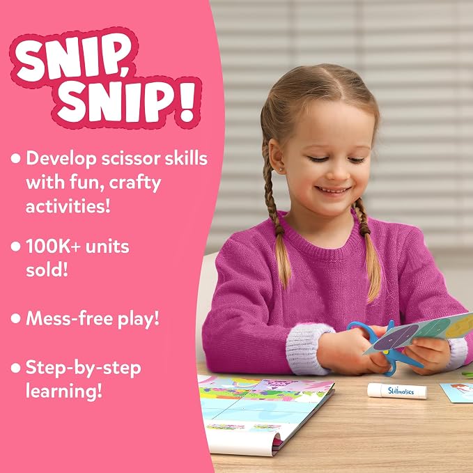 Skillmatics Snip Snip Unicorns & Princesses, Scissor Skills, Felt Craft Kit | Cutting Activity, Safety Scissors, Fine Motor Skills for Preschool, Screen-Free, Learning Toy, Girls & Boys Ages 3, 4, 5, 6