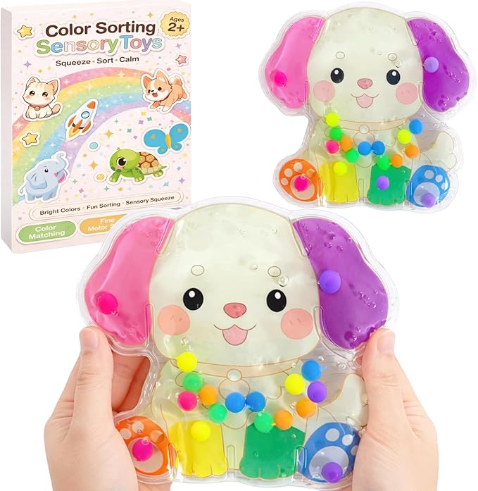 Sean's Choice Color Sorting Sensory Toys for Toddlers, Roadtrip Travel Essenstial Fine Motor Autism Fidget Preschool Classroom Activities for Kids (Dog)
