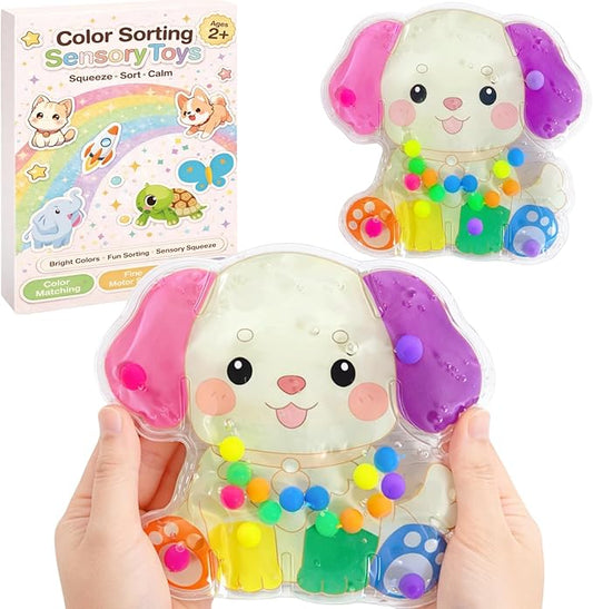 Sean's Choice Color Sorting Sensory Toys for Toddlers, Roadtrip Travel Essenstial Fine Motor Autism Fidget Preschool Classroom Activities for Kids (Dog)